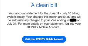 Xfinity Mobile Clean Bill